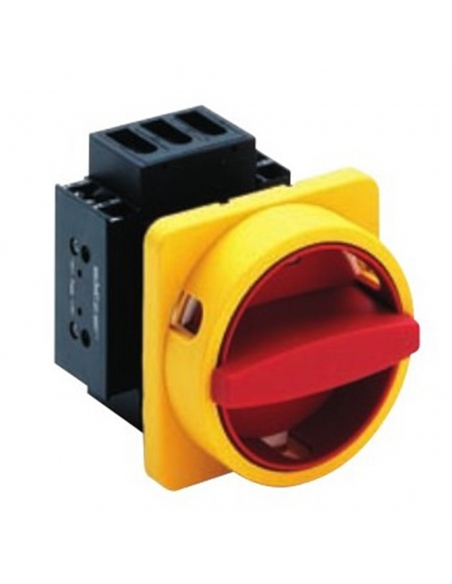 Interruptor trifásico 32A Tamaño 67 mando amarillo-rojo