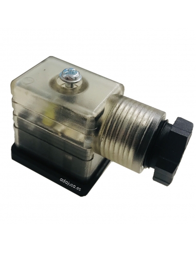 Conector electroválvula luminoso tamaño 22 con VDR 220V - ADAJUSA