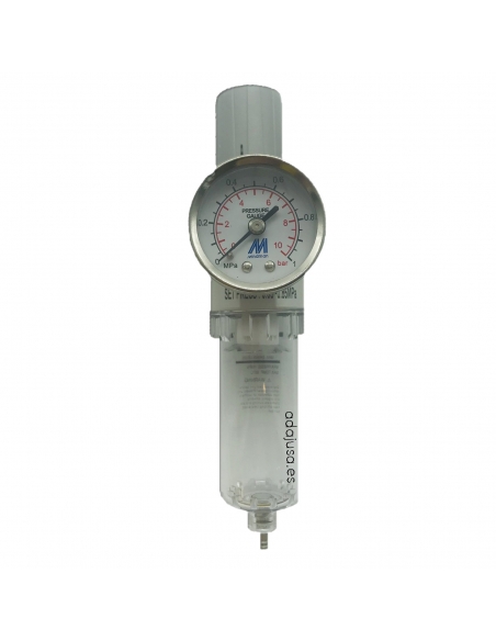 Filter-regulator 1/4 metallic with pressure gauge - Mindman - ADAJUSA