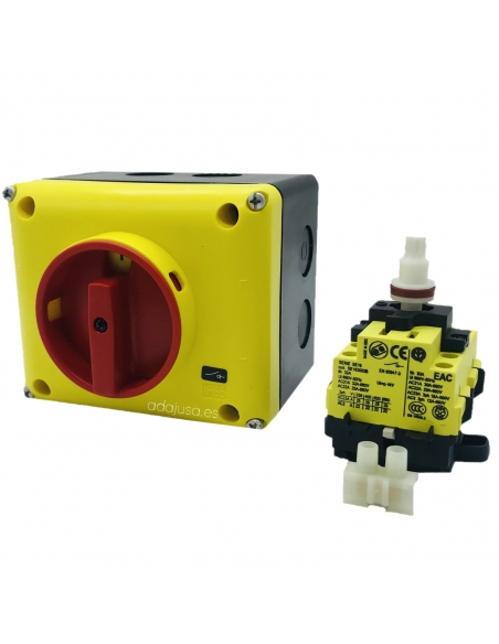 Caja con interruptor trifásico 32A (3 polos) amarillo-rojo - Giovenzana