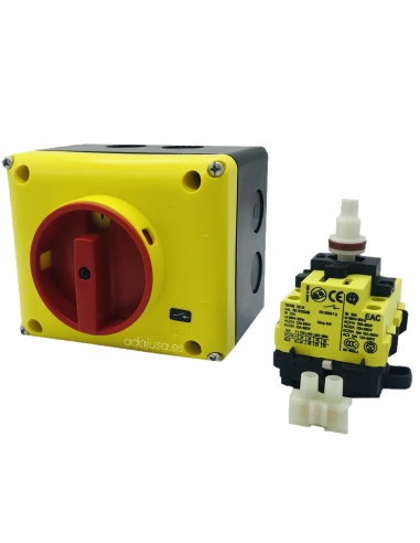 Box with three-phase switch 25A (3 poles) yellow-red - Giovenzana