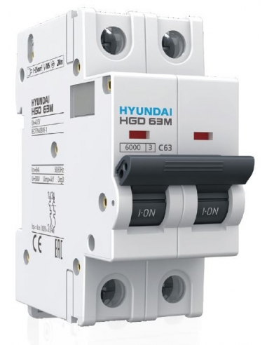 MCB circuit breaker 2 poles 16A (2x16A) - Hyundai Electric