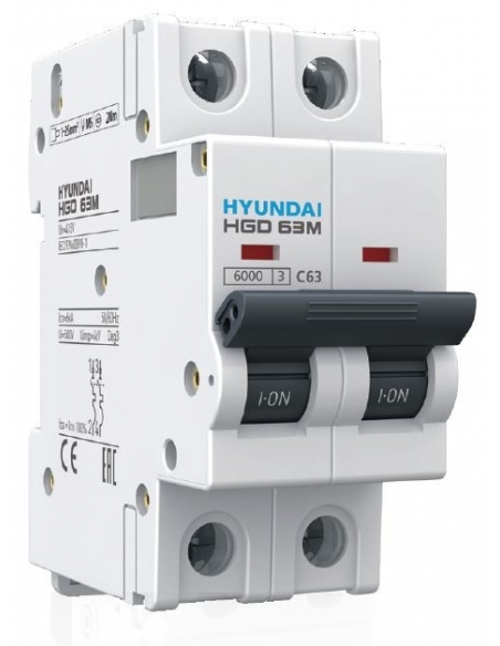 MCB circuit breaker 2 poles 40A (2x40A) - Hyundai Electric