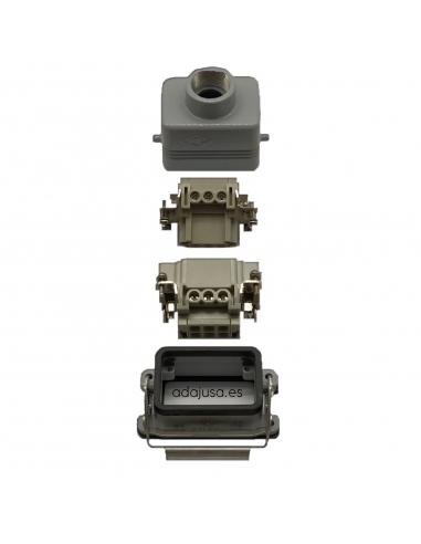 Conector multipolar completo 6 polos y tierra empotrable salida vertical Pg16