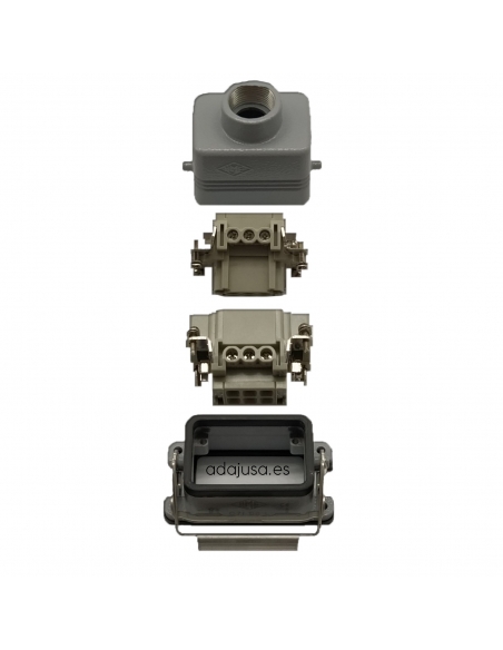 Conector multipolar completo 10 polos y tierra empotrable salida lateral Pg16