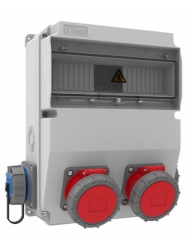 Power outlet box 12 IP66 modules with bases 2 of 16A 2P+T 2 of 32A 3P+N+T