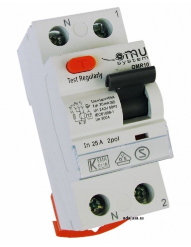 Diferencial 2 polos 25A 30mA OMU adajusa OMR