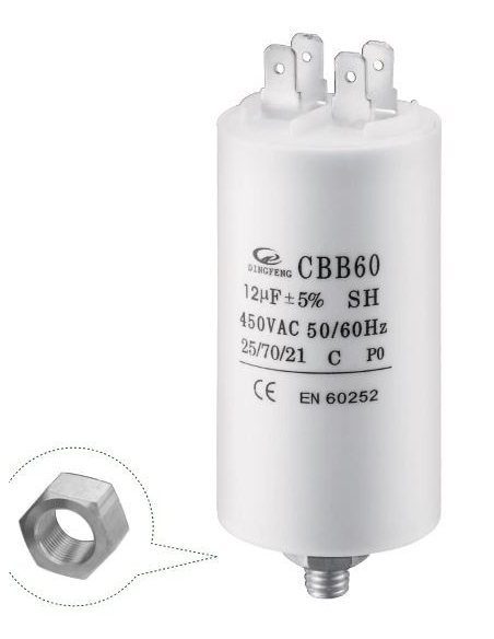 4uF 450Vac permanent capacitor with CBB60 terminals adajusa