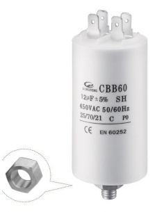 Condensador permanente 6uF 450Vac con terminales CBB60 adajusa