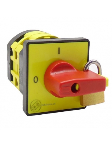 Interruptor de levas 3 polos 25A completo 48x48mm maneta roja con bloqueo - Giovenzana
