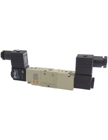 Solenoid valve 1/8 5 ways 3 positions assisted pressure centers with coil - Metal Work - ADAJUSA