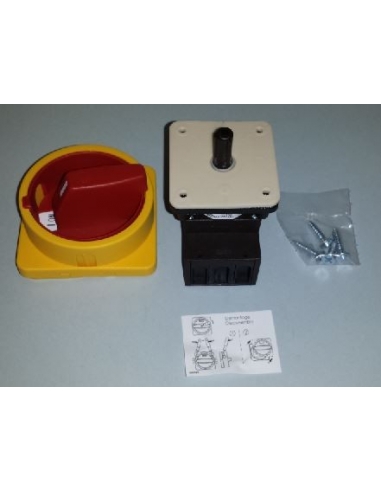 Interruptor trifásico 25A Tamaño 67 mando amarillo-rojo