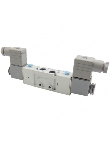 Solenoid valve 3/8 5 way 3 positions exhaust 230Vac Mindman - ADAJUSA