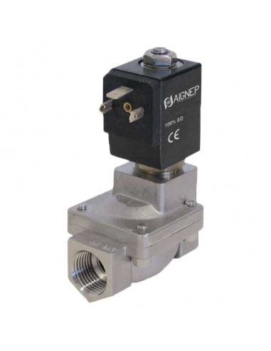 Electroválvula fluidos 1 2/2 24Vcc 13W accionamiento indirecto INOX FKM