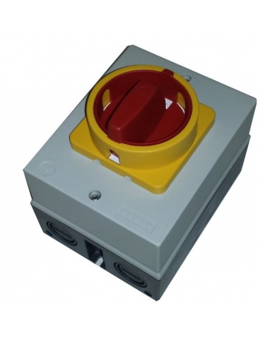 Box with three-phase switch 63A yellow-red control