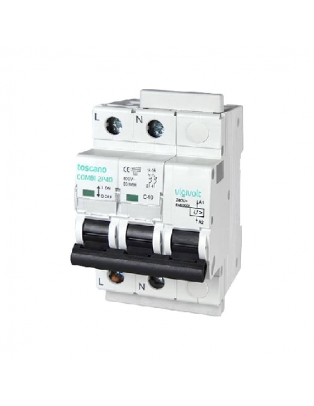 Permanent surge protector with IGA 2x16A Toscano COMBI-2P16 TOSCANO | ADAJUSA | Price