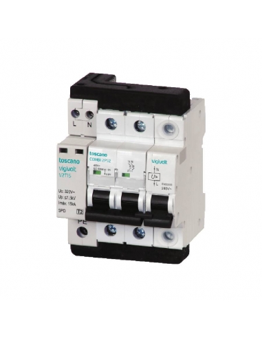 Transient and permanent surge protector + IGA 2x50A 10kA biphasic Vigivolt toscano Adajusa