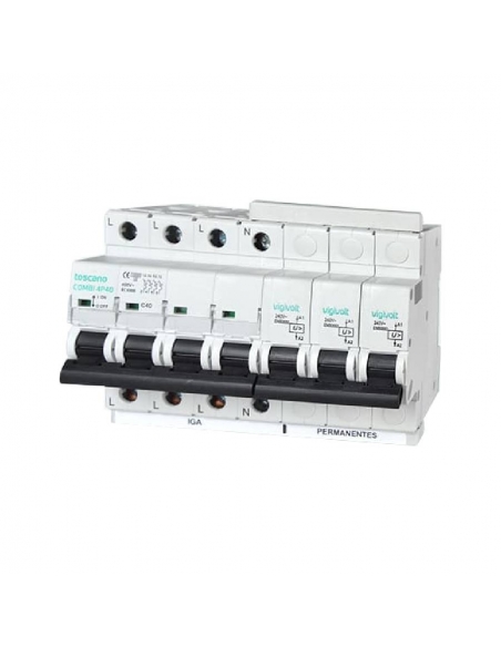 Permanent surge protector + IGA 4x20A 10kA - Toscano
