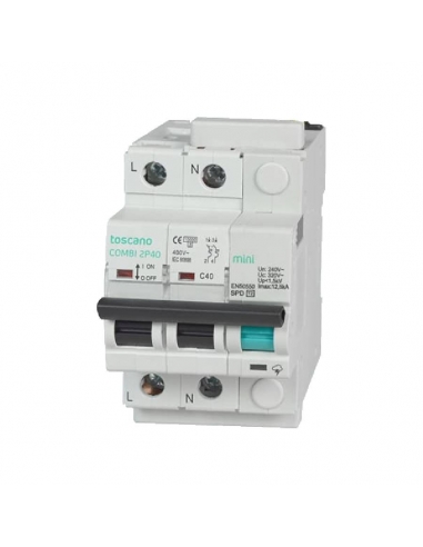 Compact transient and permanent surge protector + IGA 2x16A 10kA Vigivolt toscano Adajusa