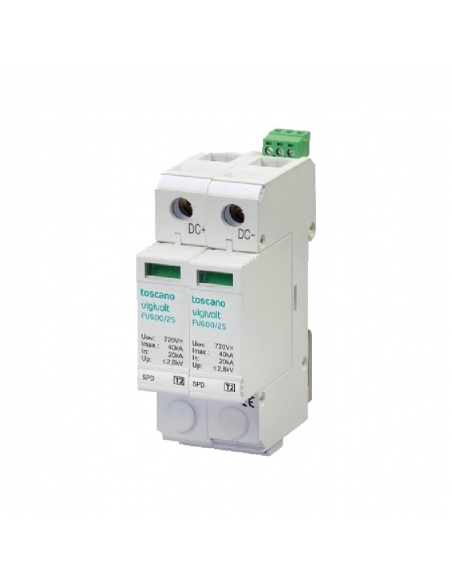 Protector sobretensiones sistemas fotovoltaicos T2 FV-600/2 TOSCANO | ADAJUSA