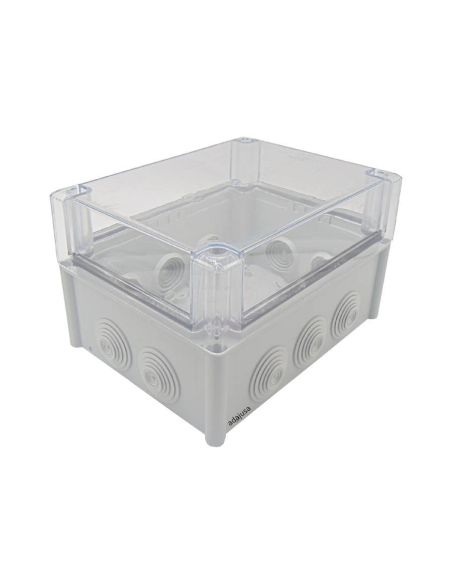 Caja de termoplástico 200x155x125mm con conos y tapa alta transparente | ADAJUSA