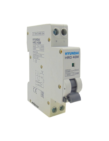 MCB circuit breaker Differential 16A 300mA Class A Narrow Profile - Hyundai Electric