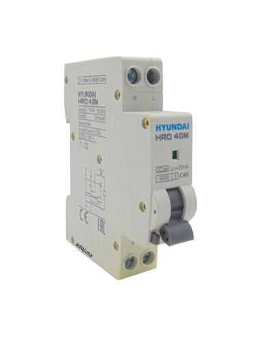 MCB circuit breaker Differential 10A 300mA Class A Narrow Profile - Hyundai Electric