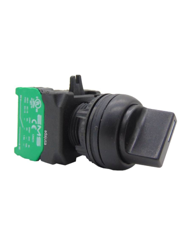 Selector negro 2 posiciones contacto abierto (NO) completo - EMS