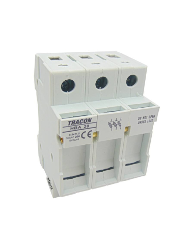 Three-pole 8x32 fuse holder base for electronic equipment protection | ADAJUSA
