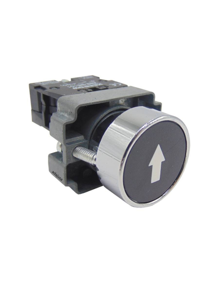 Black metal pushbutton (inscription "→") full contact (NA)