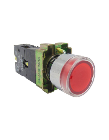 Luminous red metal pushbutton closed contact (NC) complete