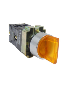Selector luminoso amarillo 2 posiciones metálico completo 1 contacto abierto NA
