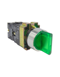 Selector luminoso verde 2 posiciones metálico completo 1 contacto abierto NA