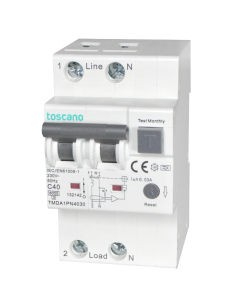 Magnetotérmico diferencial 1P+N 40A 30mA Clase A - Toscano