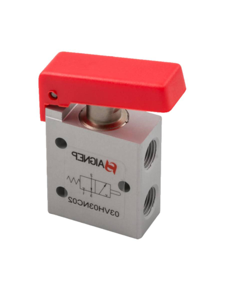 Limit switch red push button pneumatic 1/8 3/2 NC monostable with spring return Aignep | ADAJUSA | price