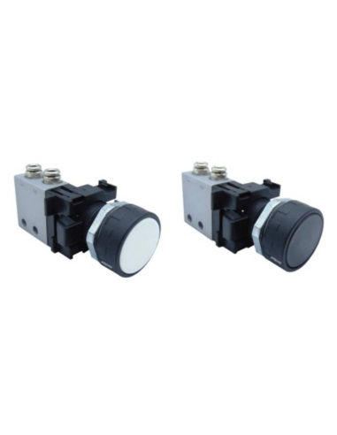 Pneumatic pushbutton black-white-red and Valve: 3/2 NC side fittings Ø 4 mm- Aignep