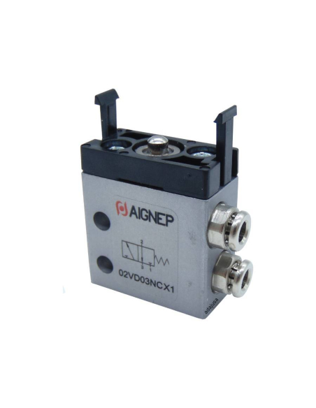 Pneumatic push button black-white-red Valve: 3/2 NO side fittings Ø 4 mm - ADAJUSA
