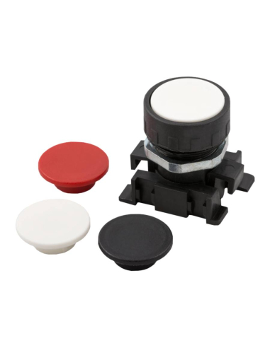 Pneumatic push button black-white-red Valve: 3/2 NO side fittings Ø 4 mm - ADAJUSA