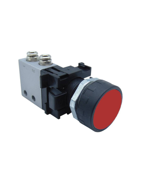 Pneumatic push button black-white-red Valve: 3/2 NO side fittings Ø 4 mm - ADAJUSA