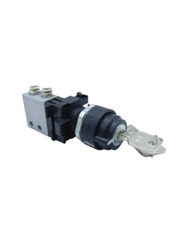 Key selector switch 2 positions extraction position 0 and Valve: 3/2 NC side fittings Ø 4 mm- Aignep