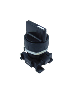 Black selector switch short cam with 2 positions with spring return and Valve: 3/2 NC side fittings Ø 4 mm - Aignep - ADAJUSA 2