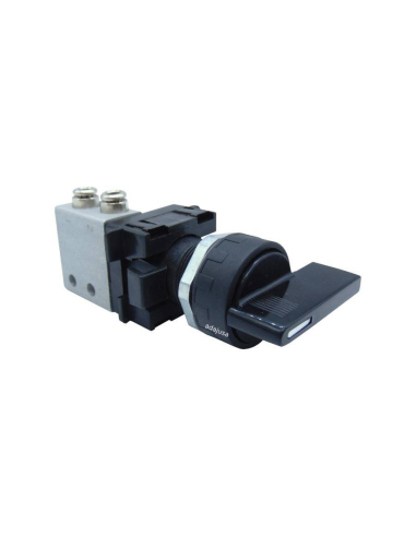 Black long cam selector with 3 positions and strut valve: 3/2 NC side fittings Ø 4 mm - Aignep