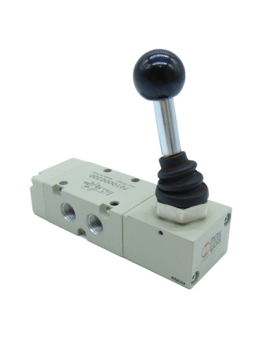 Manual lever valve 1/4 5/2 bistable return spring lever 90 degrees - Metal Work