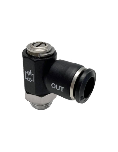 One-way swivel Regulator with 1/8" tube diameter adjustment screw for technopolymer valve - Aignep