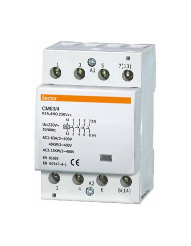 Contactor modular de 63A 4Polos abiertos 230Vac