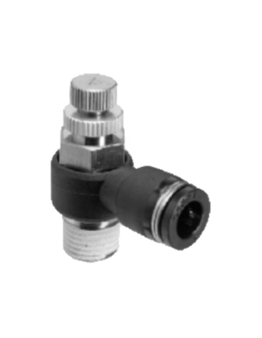 Regulador de caudal 1/4 tubo diámetro 10 unidireccional orientable - ADAJUSA