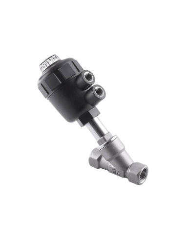 Angled seat valve 1 NC actuator in technopolymer - Aignep
