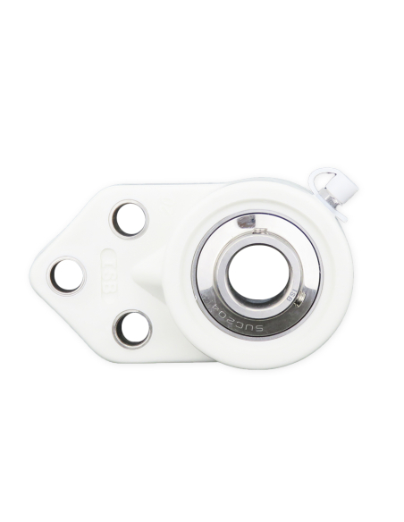 Soporte de brida en termoplástico blanco con rodamiento INOX eje 40mm SSUC-208 - ISB