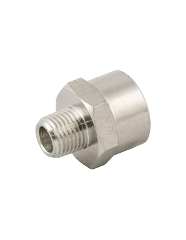 Ampliación 1/8 macho cónico a 1/4 hembra INOX Serie 62000 - Aignep