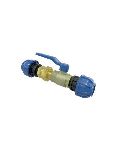 1 1/4 to 2- way 40mm tube-tube ball valve with 3-piece fitting - Sicomat